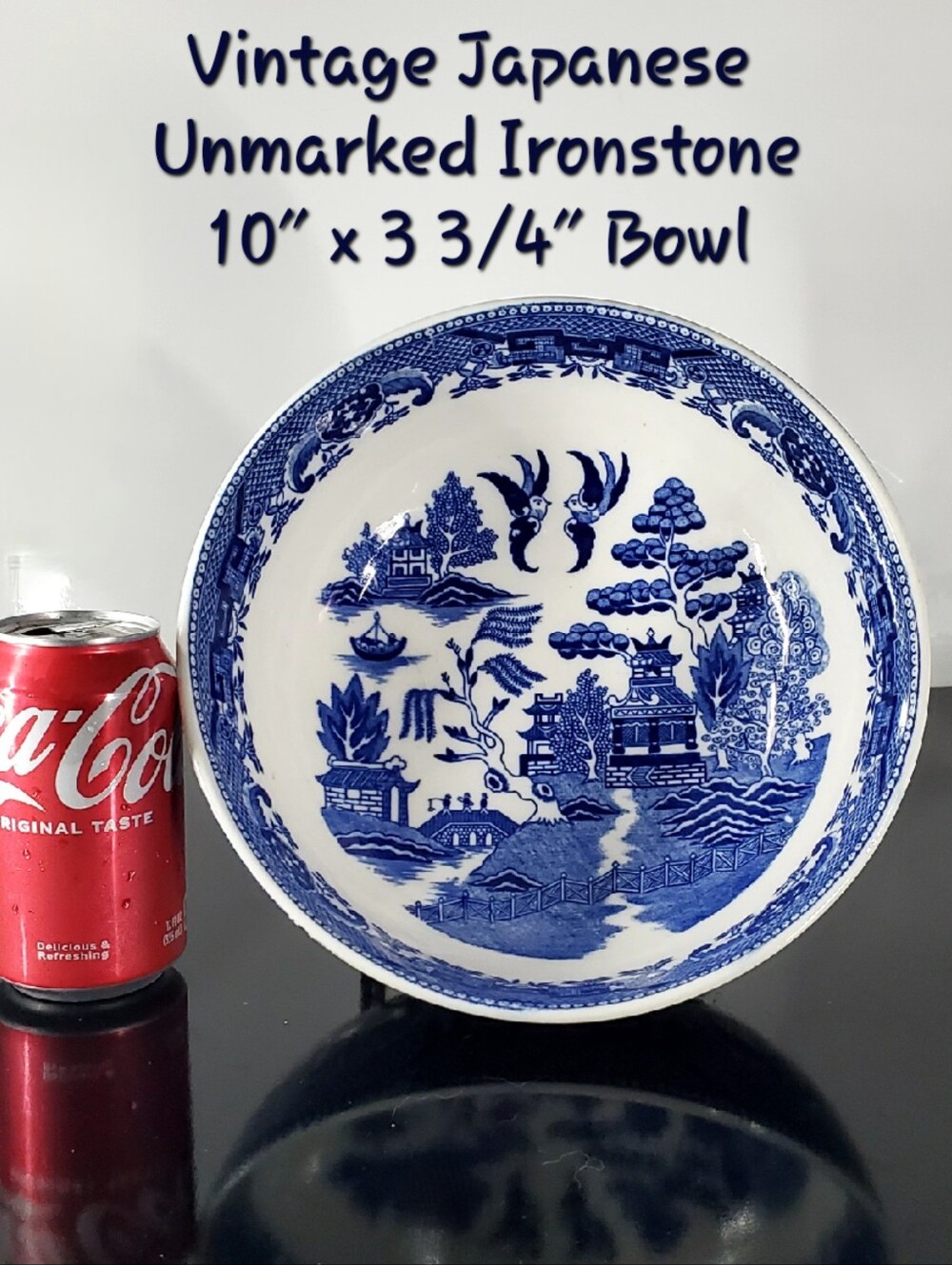10" Japanese Ironstone Blue Willow Deep Large Serving Bowl Decor Accent 2lb 10oz
